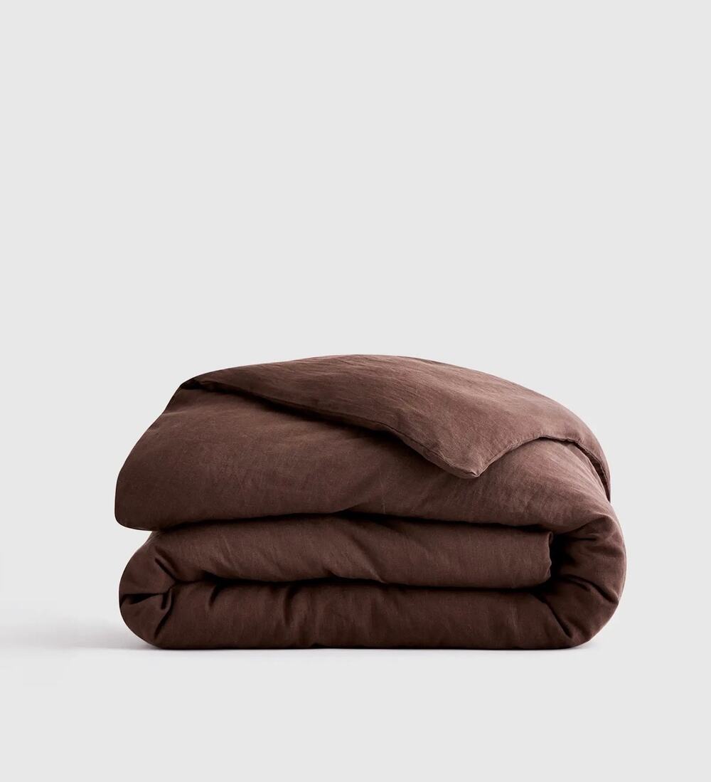 Quince European Linen Duvet Cover King Cal King Brown Espresso NWOT